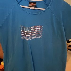 Harley Davidson rhinestone flag shirt